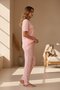Women's Short Sleeve Stretch Fabric Pajama Set Salmon - 5