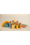 Educational Wooden Toy Ring Tower Rainbow Peg Doll Mini Size Matching Set of 6 - 6