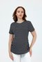 Maternity Short Sleeve Striped Pattern T-Shirt, Lycra Pieces of Viscose Fabric (Black) - 4