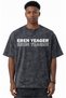 Attack on Titan Eren Yeager Anime Printed Unisex Oversized Vintage Washed T-Shirt - 4