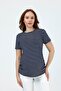 Maternity Short Sleeve Striped Pattern T-Shirt, Lycra Pieces of Viscose Fabric (Navy Blue) - 6
