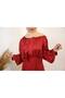 Yaqoot - Stunning Satin Maxi Dress with Bow Detailing and Bishop Sleeves - Cherry Red - 7