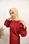 Yaqoot - Stunning Satin Maxi Dress with Bow Detailing and Bishop Sleeves - Cherry Red - 6