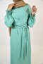 Sati - Enchanting no sheer maxi dress with front wrapped belt and pleated sleeves - Neon Green - 6