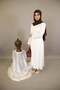 Luluah - Splendid Linen Pleated Maxi Dress with Top Down Buttons - White