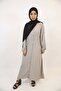 Hamamah- Minimal Linen Modest Maxi Dress with pleated waist- Smoke Gray