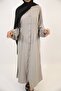 Hamamah- Minimal Linen Modest Maxi Dress with pleated waist- Smoke Gray - 6