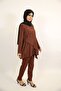Malika- Chic Modest Two Piece Co Ord set with side button overlap detailing- Mocha Brown - 2