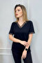 Blouse with Lace Collar and Sleeves - 2
