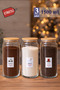Pureglass 1500 ml Set of 3 Glass Jars with Wooden Lids – Tea, Coffee, Sugar Storage Container, Labeled