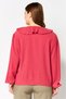 Women V-Neck Textured Long Sleeve Blouse, Dark Pink - 3
