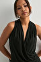 Double-Breasted Yaka Ruched Stretchy Sandy Blouse - 3