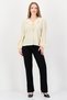 Women V-Neck Long Sleeve Textured Blouse, Cream - 3