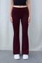 Women's Burgundy Flared High Waisted Sweatpants - 3