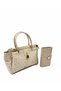 Original Women's Hand & Shoulder Bag with Gold Detail, Special Design Bag + Matching Wallet Set 22X28 cm - 2