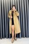 Sleeve Cuff Detail Long Melton Coat - Camel Camel