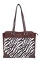 Brown Zebra Pattern Front Pocketed Women Shoulder Bag |   Brown T8346 - 8