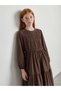 Lcw Girls Studio Brown Crew Neck Ruched Girls' Dress - 3