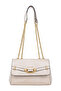 Beige Crocodile Patterned Gold Chain Strap Piece Women's Shoulder Bag |   Beige T8311 - 2