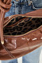 Patent Leather Leather Knot Detailed Oval Form Leopard Lined Large Size (38X22) Women Shoulder Bag - 7