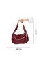 Patent Leather Leather Knot Detailed Oval Form Leopard Lined Large Size (38X22) Women Shoulder Bag - 8