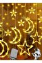 Star Moon Curtain Ramadan Lights for Bedroom Decor,3.5M Ramadan Decorations Light,Eid Moon Window String Lights