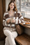 Premium Merino Wool Pack Boho Cardigan, Fuzzy Striped Oversized Fall - Winter Season Jacket