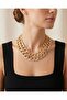 Gold Color Double Row Ring Chain Women's Necklace