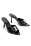 Women's Black Stone Buckled Heeled Evening Dress Slipper - 3