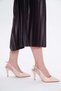 Beige Snake Print Belt Pointed Toe Stiletto 8.5 cm Thin Heel Women's Shoes - 2