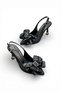 Women's Black Medium Heel Stiletto Satin Bow New Season F6172 - 5