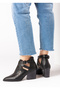 Luna Yıldız Patterned Black Leather Shoes Laser Cut Perforated Detail with Back Zipper Comfortable Fit - 6