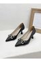 26Y8233 Stone Buckle Detail 5cm Stiletto Heel U Stiletto Shoes for Women