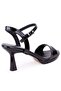 Dza07-5211465 Black Patent Leather Single Strap Platform Heeled Women's Shoes - 4