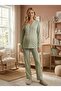 New Season Green Button-Front Special Design 100% Cotton Maternity Pajama Set - 3