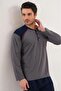 100% Cotton Piece Long Sleeve Button Collar Men's Pajama Set - 2