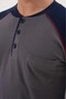 100% Cotton Piece Long Sleeve Button Collar Men's Pajama Set - 3