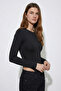Women's Long Sleeve Basic Blouse -Black - 3