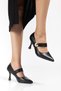 Women's Black Side Bag Buckle Detail Heeled Shoes - 4