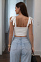 Women's Bow Tie Wide-Strap Cropped Blouse - 3