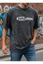 Anthracite Washed Men's 100% Cotton Oversized T-Shirt Front Printed Streetwear