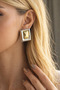 Vip Steel Two-Color Square Cut Modern Earrings - 3