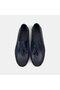 Men's Navy Blue Tassel Detail Leather Loafers - 6