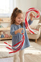 1 Pair Red White Gymnastics Dance Cheer Ribbon Pompoms Activity Event April 23 May 19 - 3