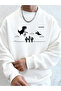 Dinosaurs on the Cactus Printed Men's Hooded Above Fall Crewneck Sweatshirt Basic