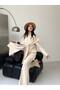 Women's Cape Shawl Detailed Design Jacket Trousers Suit