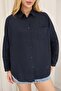 Women's Linen Oversized Shirt, Long and Comfortable Cut, Pocketed Buttons, Stylish Model Suitable for Hijab Combination. - 5