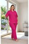 New Season Women's Pink Full Button Design Short Sleeve Summer Plus Size (Oversize) Pajama Set - 5