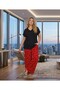 New Season Women's Black Summer Heart Patterned Design Short Sleeve Oversize (Oversized) Pajama Set - 8
