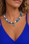 Natural Stone & Evil Eye Beaded Starfish Pendant Necklace – Women's Necklace with Gold Detail